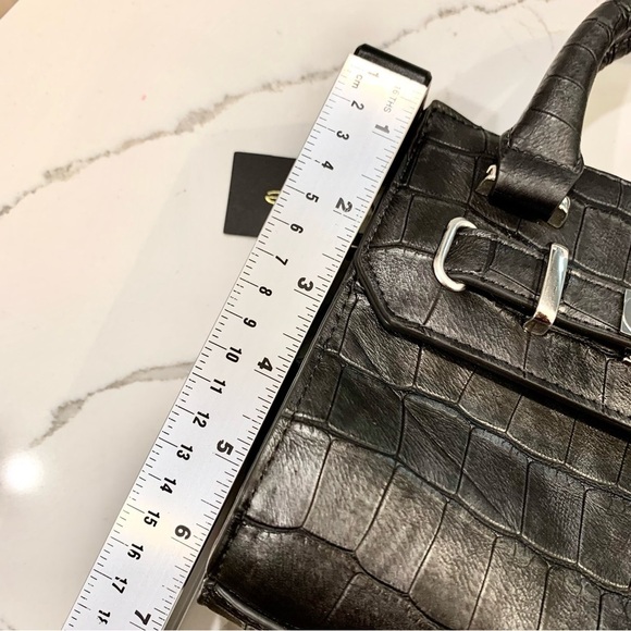 Bebe Black Pearl Croc Leather Mini Satchel Crossbody Bag - Picture 11 of 13